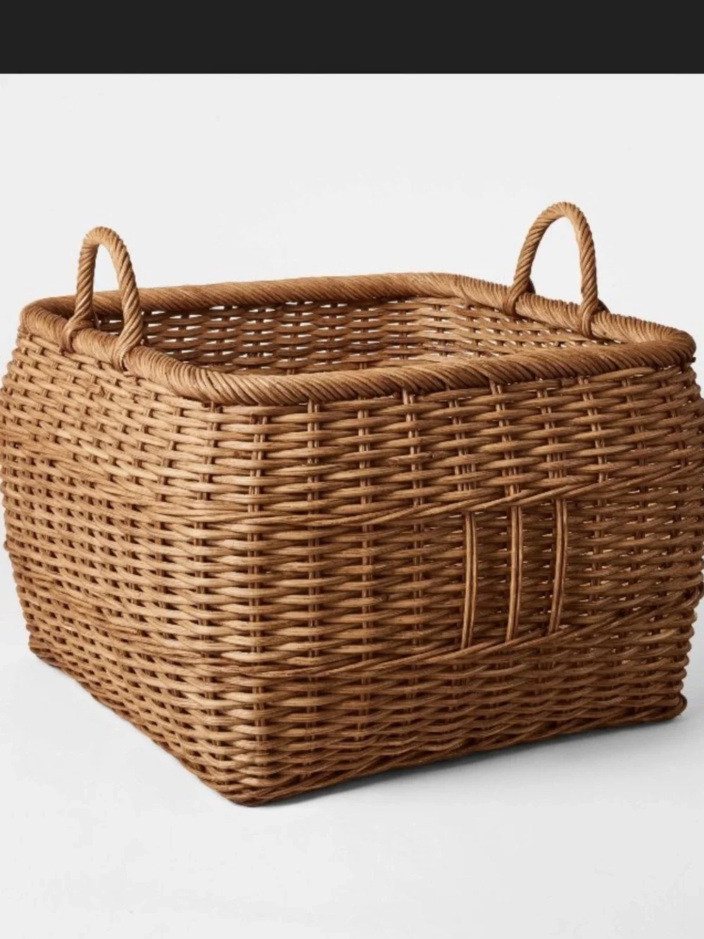 Medium Square Rattan Harvest Basket Brown - Threshold Studio McGee